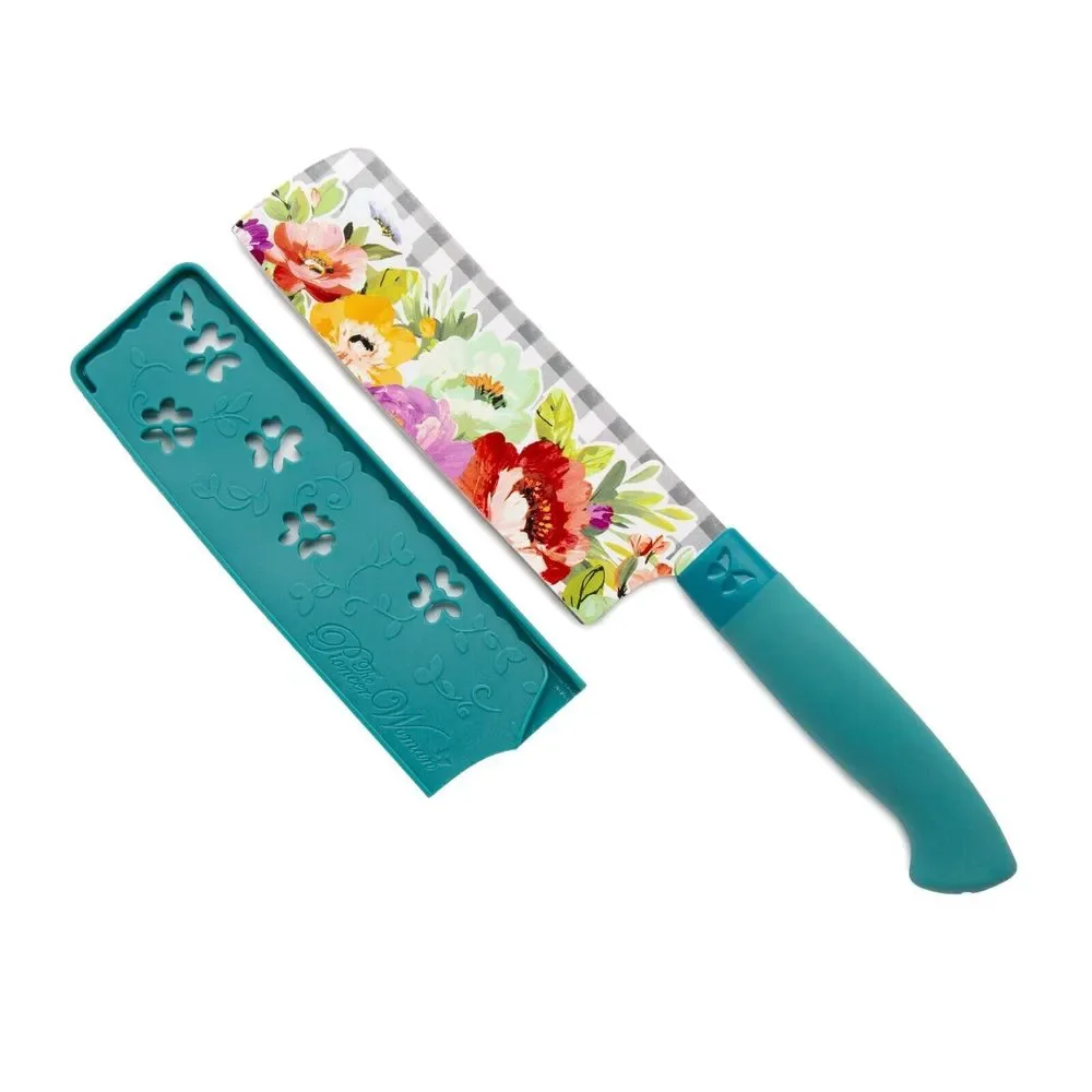 Pioneer Woman Sweet Romance Stainless Steel Knife 3Pc Set W Sheath Floral Green